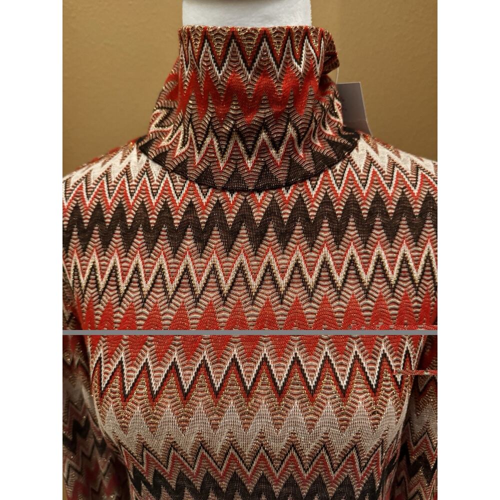 Misa Los Angeles Liv Mock Neck Long Sleeve Dress Winter Chevron Size L - Picture 4 of 10